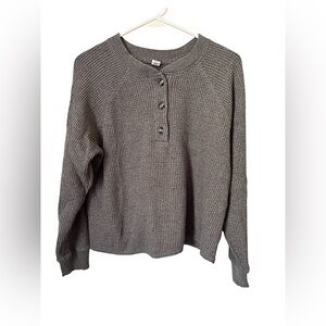 Old Navy Women’s Gray Waffle Knit Henley